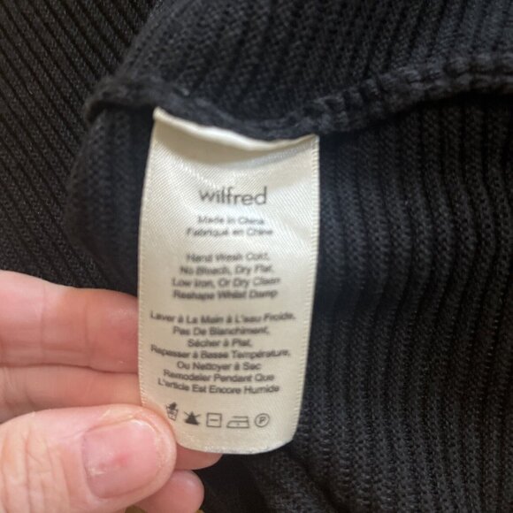 Aritzia Wilfred Black Sweater Womens Sz M Ribbed Knit 3/4 Sleeve Longer Length - Picture 5 of 9